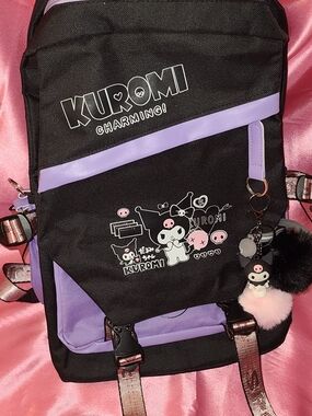 Kuromi Black & Lavender Canvas Backpack